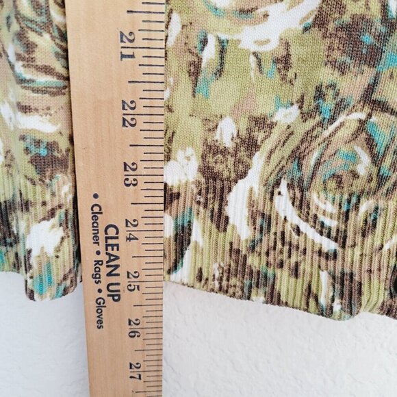 Christopher & Banks Sweater Cardigan XL Green Brown Wood Bead Embellished NEW - Picture 7 of 12